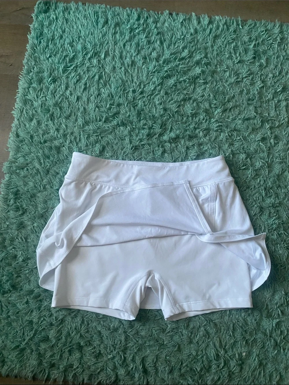 Nike White Women’s Athletic Skort with Navy Swoosh